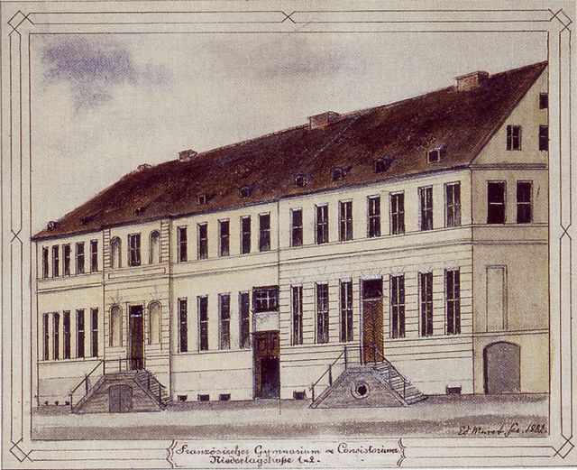 Original site of the Französisches Gymnasium on Niederlagstraße, Berlin-Mitte