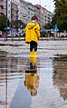 Image 278Gabriel in a water puddle, Praça de Londres, Lisbon, Portugal