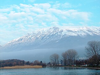 Uitzicht vanaf het Sveti Naum klooster aan het meer van Ohrid