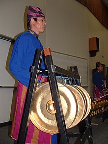 Playing the gandingan as part of the kulintang ensemble Gandingan 05.jpg