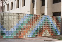 Glass brick wall, outdoors Glass block wall on the campus of the University of Texas-El Paso LCCN2014631180.tif