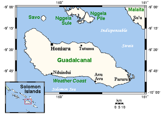 Karte des Zweiten Weltkriegs in Guadalcanal