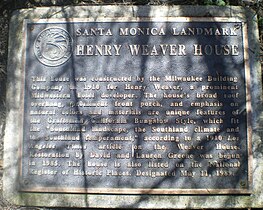 Santa Monica historic landmark plaque Henry Weaver House Plaque.JPG