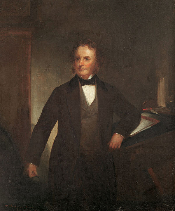 Henry Wadsworth Longfellow in 1860, the year he wrote "Paul Revere's Ride", painted by Thomas Buchanan Read