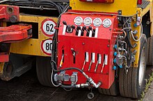 Steering and suspension controller unit mounted on a Scheuerle HMT Hydraulikblock Scheuerle Schwerlastroller.jpg