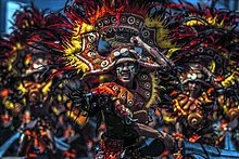 An Ati dancer-warrior performs at the annual Dinagyang Festival. Iloilo Dinagyang Festival.jpg