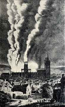 Gravure de l'incendie de la flèche en 1822