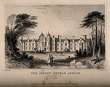The Infant Orphan Asylum, Snaresbrook, Essex. Infant Orphan Asylum, Snaresbrook, Essex; panoramic view. Et Wellcome V0014489.jpg