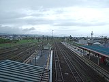 駅構内（画面奥が札幌方）。右から1番・2番・3番・4番ホーム。右手前画面外に駅舎がある。（2007年8月）