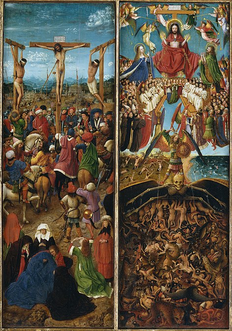 Crucifixion and Last Judgement diptych, by Jan van Eyck