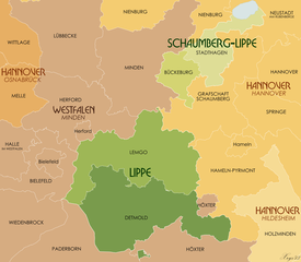 Map showing Free State of Lippe and Schaumburg-Lippe. KDR44 Extract Lippe and Schaumberg-Lippe.png