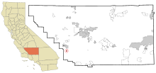 Kern County Kaliforniassa Sisällytetyt ja rekisteröimättömät alueet Maricopa Highlighted.svg