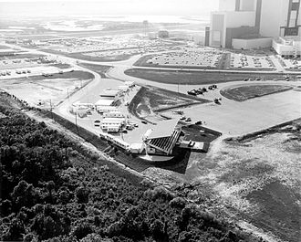 Aerial view of the Press Site in May 1969 looking north with the VAB at upper right LC-39 Press Site.jpg