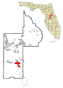 Lake County Florida Incorporated and Unincorporated areas Clermont Highlighted.svg