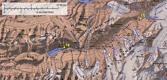 Le lac Don Juan se trouve dans le coin sud-ouest de la carte.