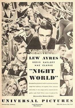 Movie ad from The Film Daily, 1932 Lew Ayres in 'Night World', 1932.jpg