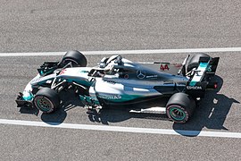 Der W08 beim US-GP in Austin von schräg oben fotografiert