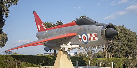 English Electric Lightning (XS929), displayed as a gate guardian at RAF Akrotiri in Cyprus