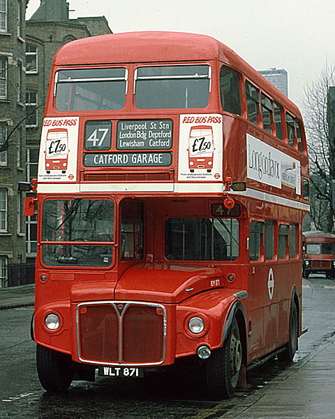 File:London Transport Routemaster bus RM871 (WLT 871) April 1976 route 47 Bermondsey.jpg