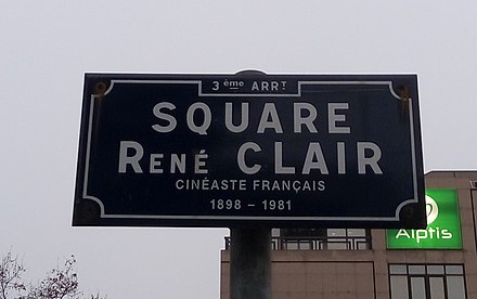 Plaque du square René-Clair à Lyon.