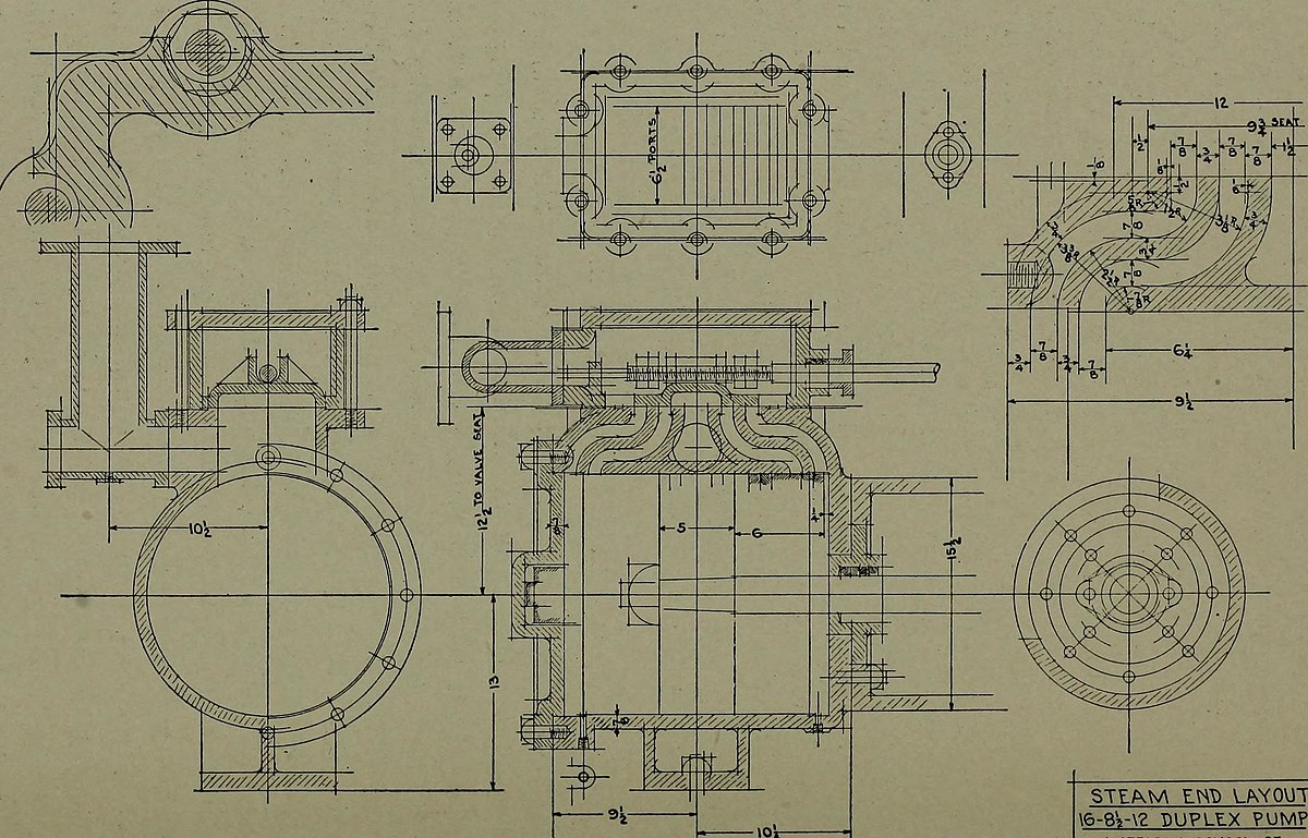 File:Machine drawing; a practical guide to the standard methods of  graphical representation of machines, including complete detail drawings of  a duplex pump and of a direct-current generator (1914) (14775154134).jpg -  Wikimedia Commons