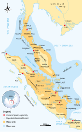 Langkasuka among polities in ancient Malay realm. Malay Kingdoms en.svg