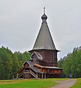 Church St. George the Victorious from the  Vershina village, octagon "from the ground" with two outbuildings and a gallery. Malye Korely (Arkhangelsk region).