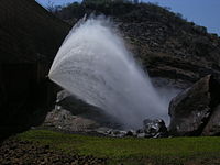 Water released from Manyuchi Dam, Mwenezi. Manyuchi release.jpg