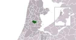 Highlighted position of Wormerland in a municipal map of North Holland