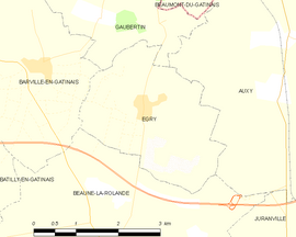 Mapa obce Égry