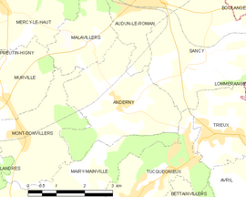 Mapa obce Anderny