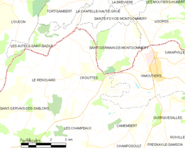 Mapa obce Crouttes