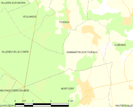 Mapa obce Dammartin-sur-Tigeaux