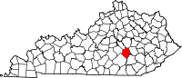 ロックキャッスル郡の位置を示したケンタッキー州の地図