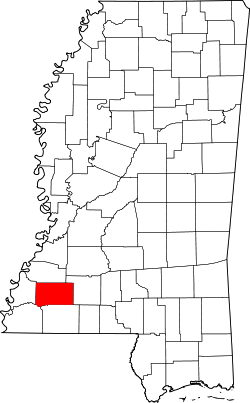 map of Mississippi highlighting Franklin County