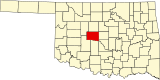 Kanada County.svg'yi vurgulayan Oklahoma Haritası