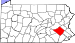 Berks County.svg'yi vurgulayan Pennsylvania haritası