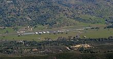 Mariposa Yosemite Airport in 2015, former Mariposa Auxiliary Field Mariposa Yosemite Airport downwind leg photo D Ramey Logan.jpg