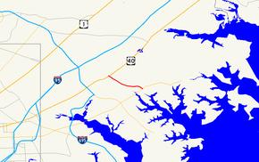 Mapa jihovýchodního Baltimore County, Maryland, ukazující hlavní silnice. Maryland Route 700 vede od MD 150 do USA 40 v Middle River.