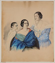 Maximiliane inmitten ihrer Schwestern Gisela und Armgart von Arnim (Quelle: Wikimedia)