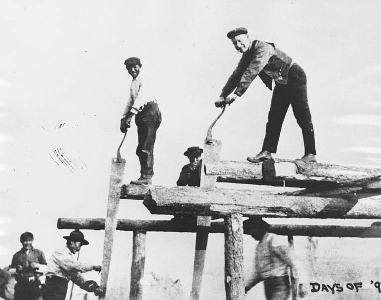 File:Men whipsawing lumber, Bennett, British Columbia, 1898 (HEGG 365).jpeg