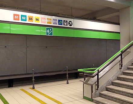 Signage in the Milan Metro, showing local train lines passing Garibaldi station