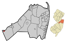 Monmouth County New Jersey Incorporated ve Unincorporated alanlar Allentown Highlighted.svg