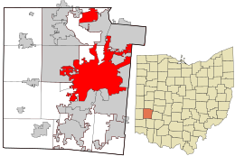 Localização no condado de Montgomery e no estado de Ohio.