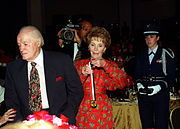 Nancy Reagan prepares to present Hope (then aged 94) with the Ronald Reagan Freedom Award, July 1997 Nancy Reagan presents Ronald Reagan Freedom Award to Bob Hope.jpg
