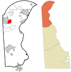 New Castle County Delaware incorporated and unincorporated areas Brookside highlighted.svg