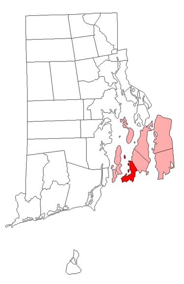 Location of Newport in Newport County, Rhode Island