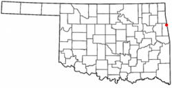 Location of Watts, Oklahoma