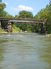 CSX railroad bridge crossing Middle Fork of Obion River northwest of Gleason, February 2012