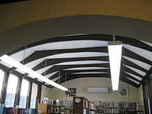 The ceilings, with their exposed beams, are commonly associated with Arts and Crafts. Ogle County Oregon IL Oregon Public Library4.jpg
